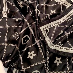 NEW Silky Scarf White on Black